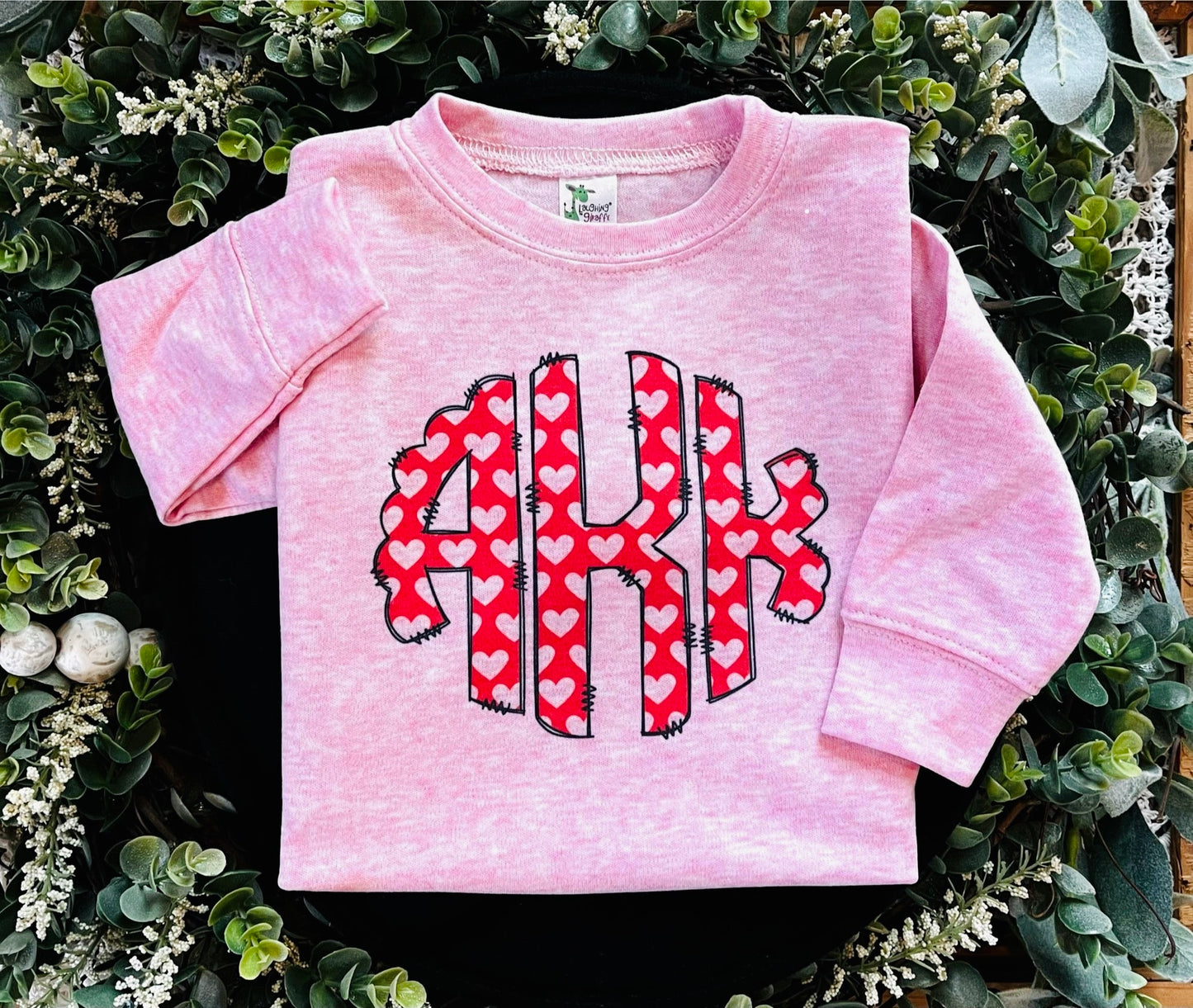 Custom Hearts Monogram on Pink