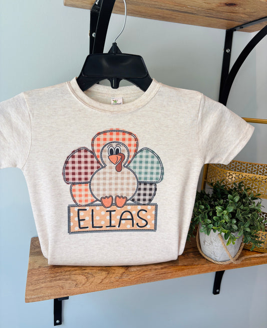 Gingham Turkey with Name Box