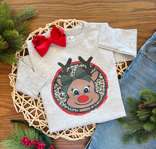 Girl Camo Reindeer on Gray