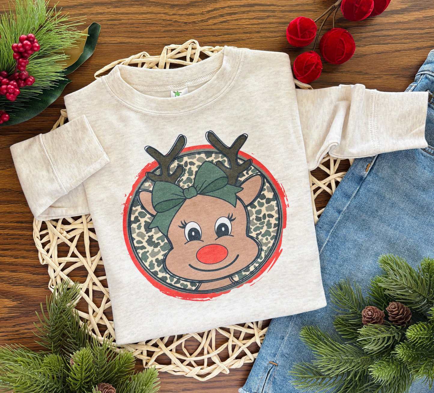 Girl Camo Reindeer on Oatmeal