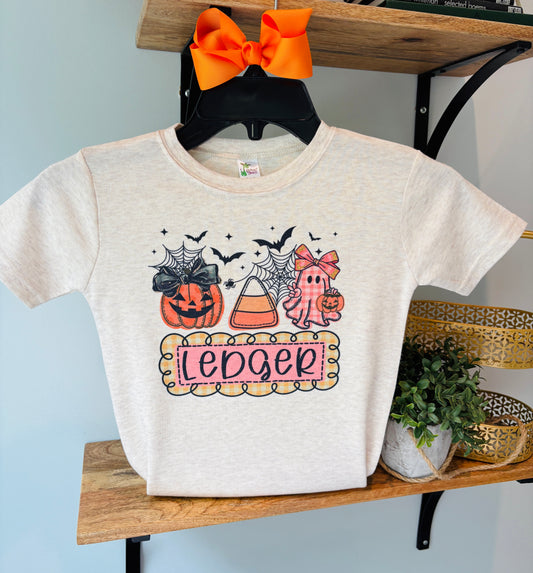 Girl Halloween Trio with Name Box