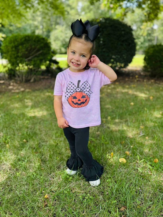 Girl Pumpkin with Bow on Pink