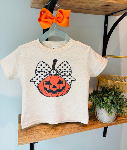 Girl Pumpkin with Polka Dot Bow