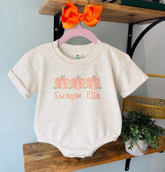 Girl Scribble Pumpkin Trio with or without Custom Name