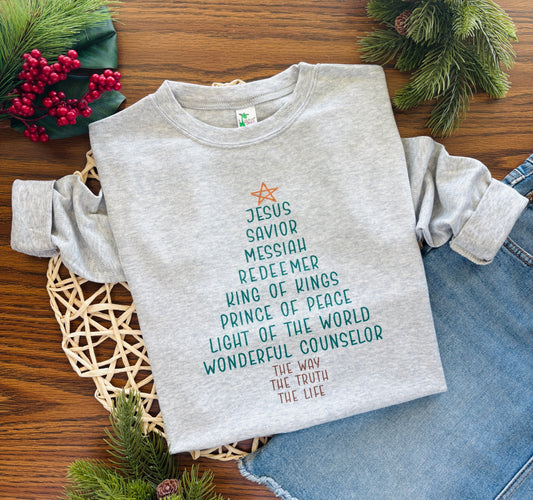 Jesus Savior Messiah Tree on Grey