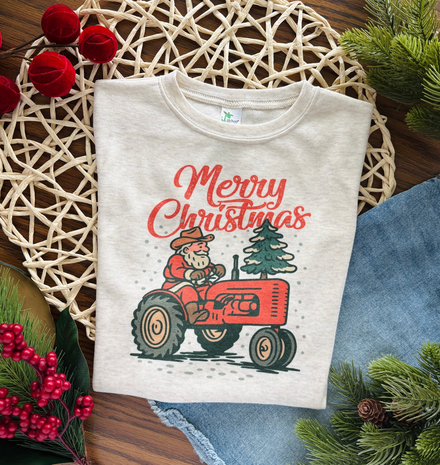 Merry Christmas Santa on Tractor