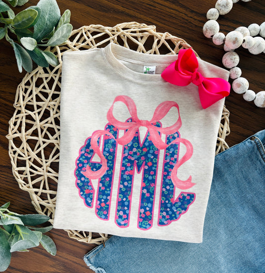 Blue Floral Monogram