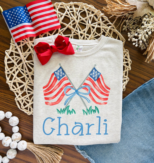 Girl USA Flags