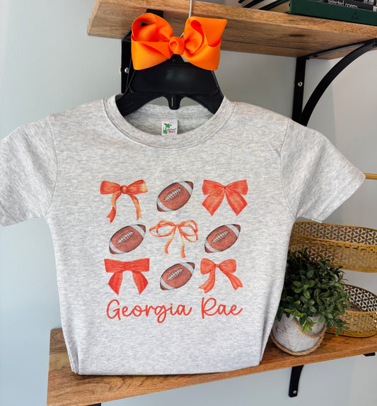 Orange Bows Football Collage on grey with or without Personalization