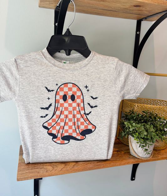 Orange Check Ghost on Grey