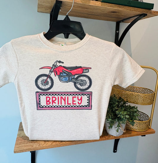 Pink Dirt Bike with Name Box