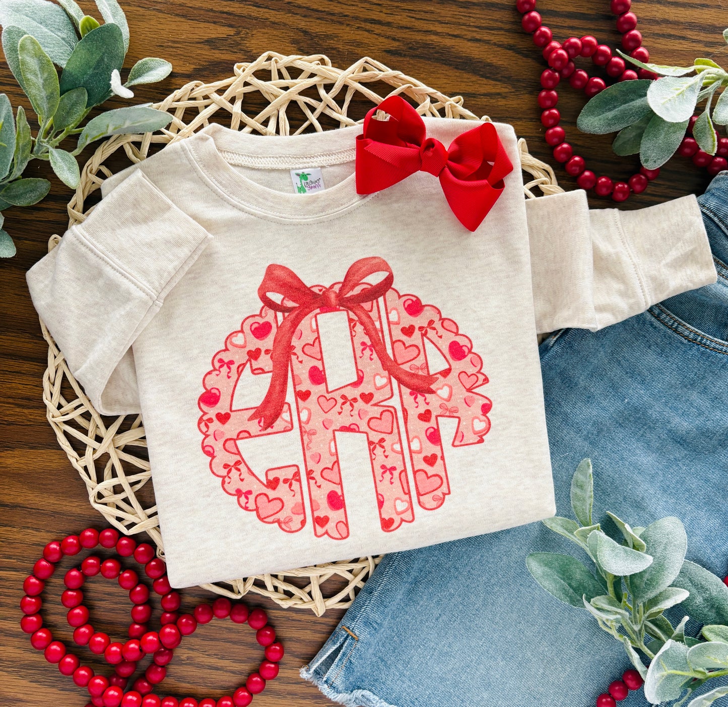 Pink Hearts Monogram