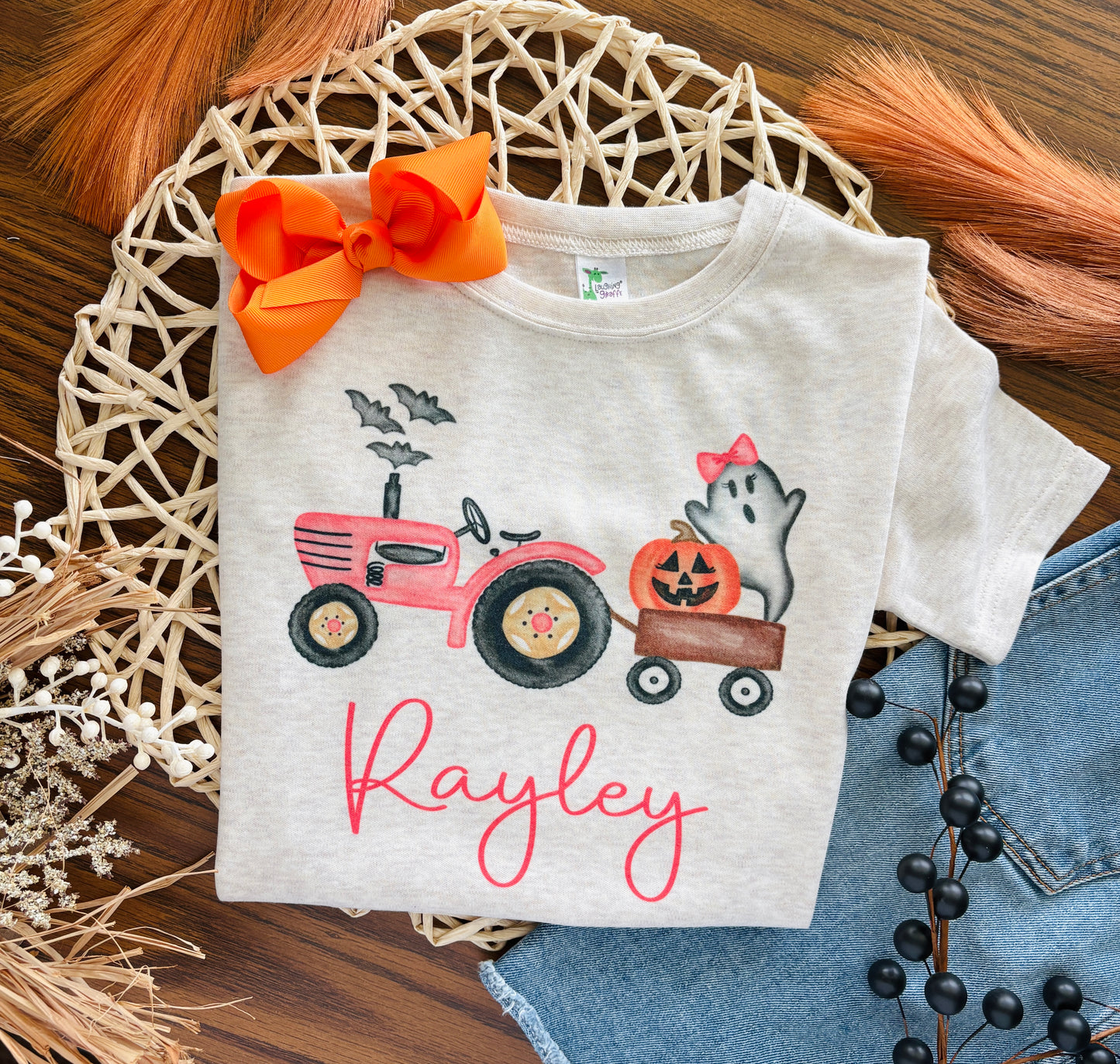 Pink Tractor with Ghost, with or without Name