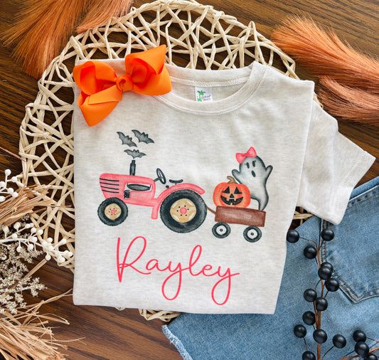 Pink Tractor with Ghost, with or without Name