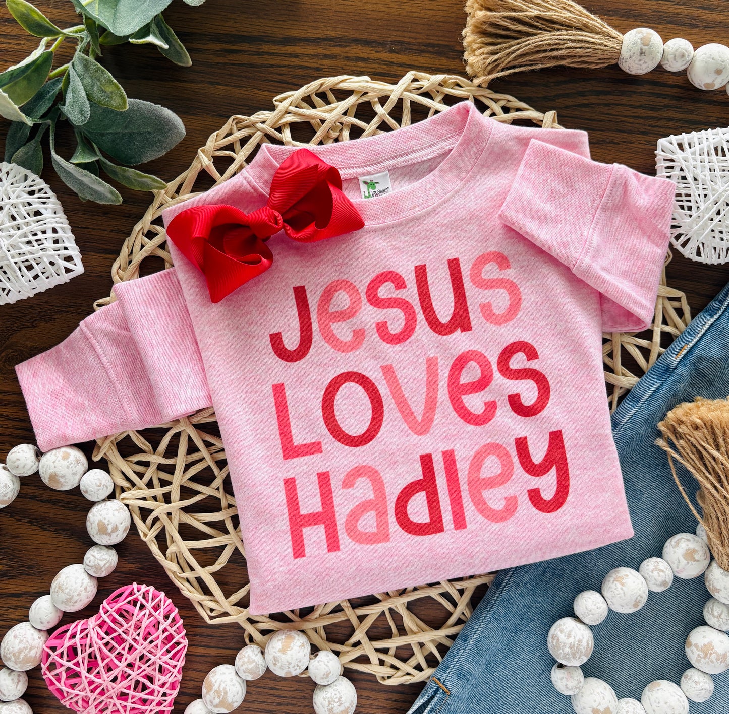 Jesus Loves Custom Name on Pink
