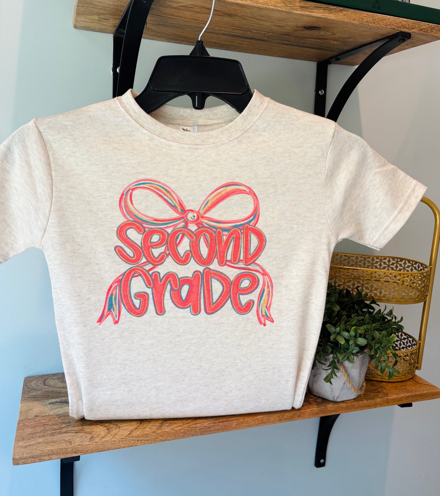 Preppy Bow School Grade on Oatmeal: Preschool, Kindergarten, 1st, 2nd, 3rd, 4th, 5th