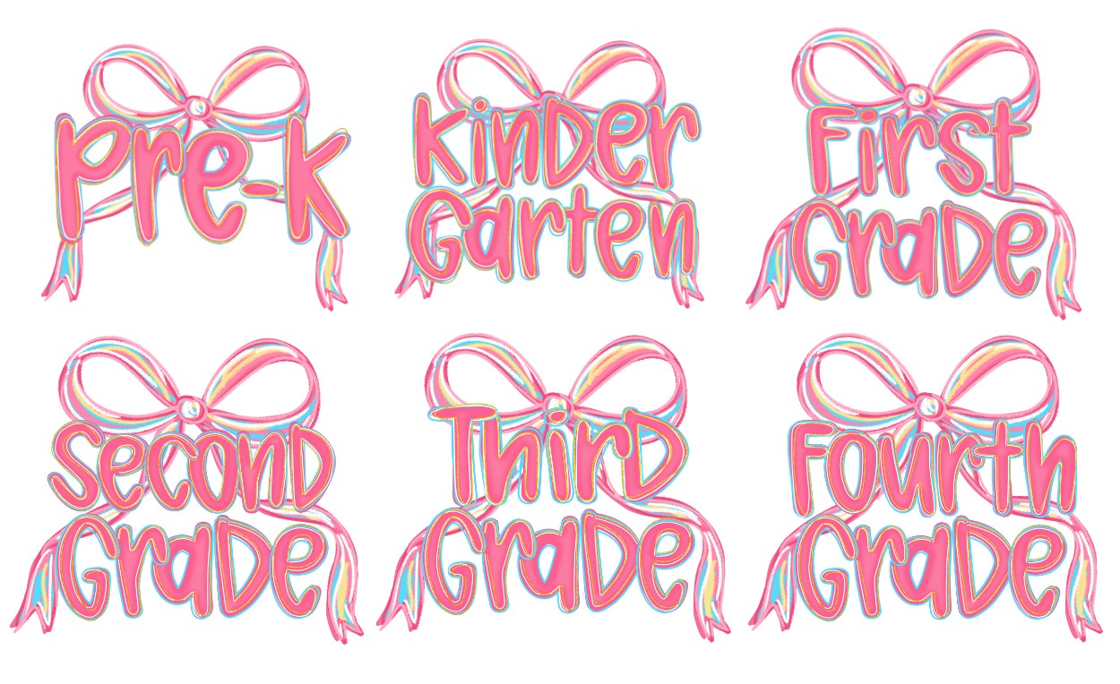 Preppy Bow School Grade: Pre-K, Kindergarten, 1st, 2nd, 3rd, 4th