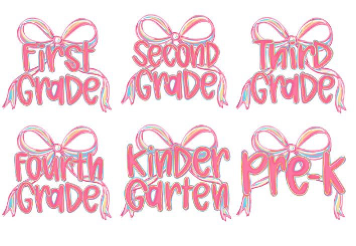 Preppy Bow School Grade on Oatmeal: Preschool, Kindergarten, 1st, 2nd, 3rd, 4th, 5th