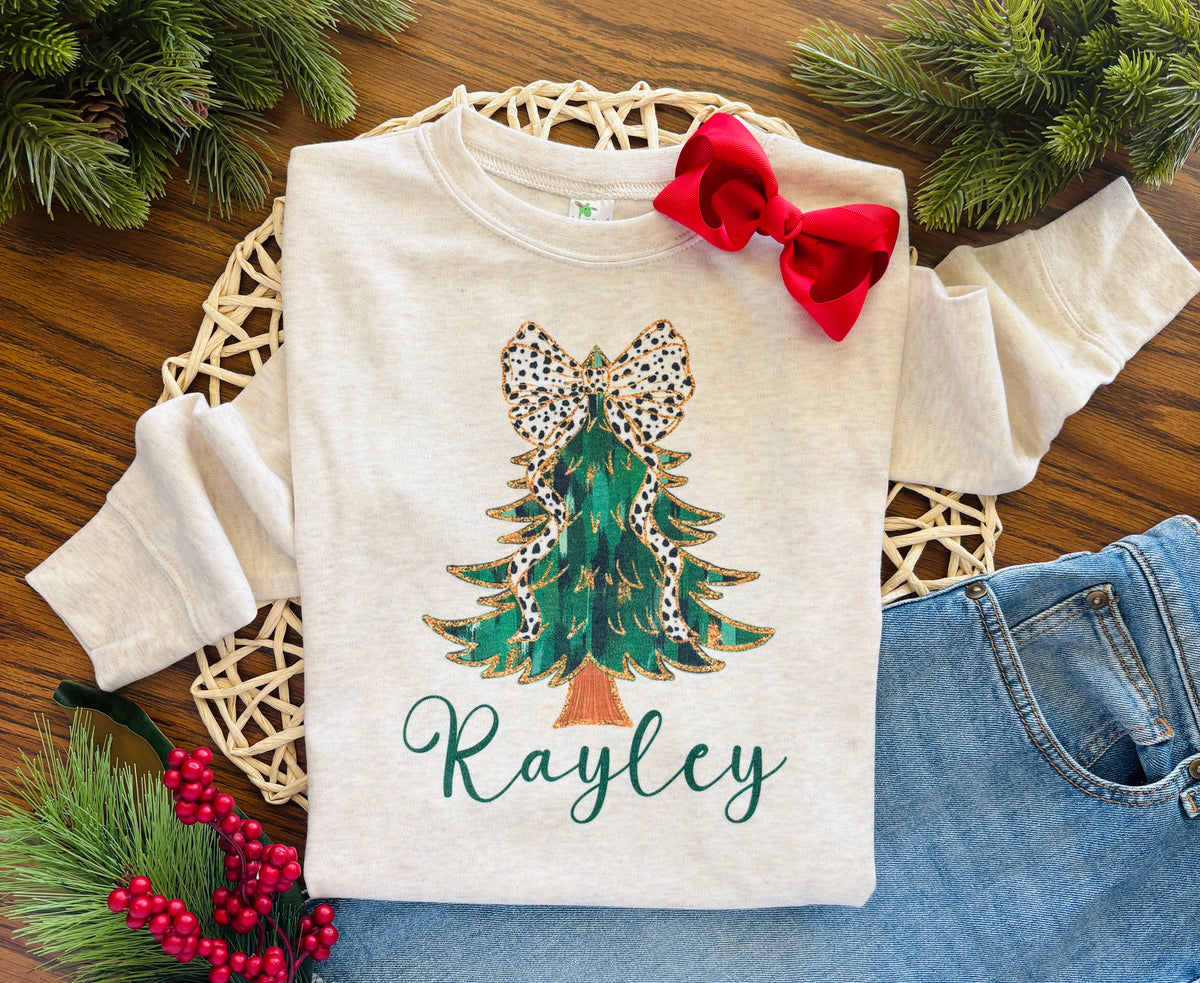 Green Glitter Christmas Tree with or without Name