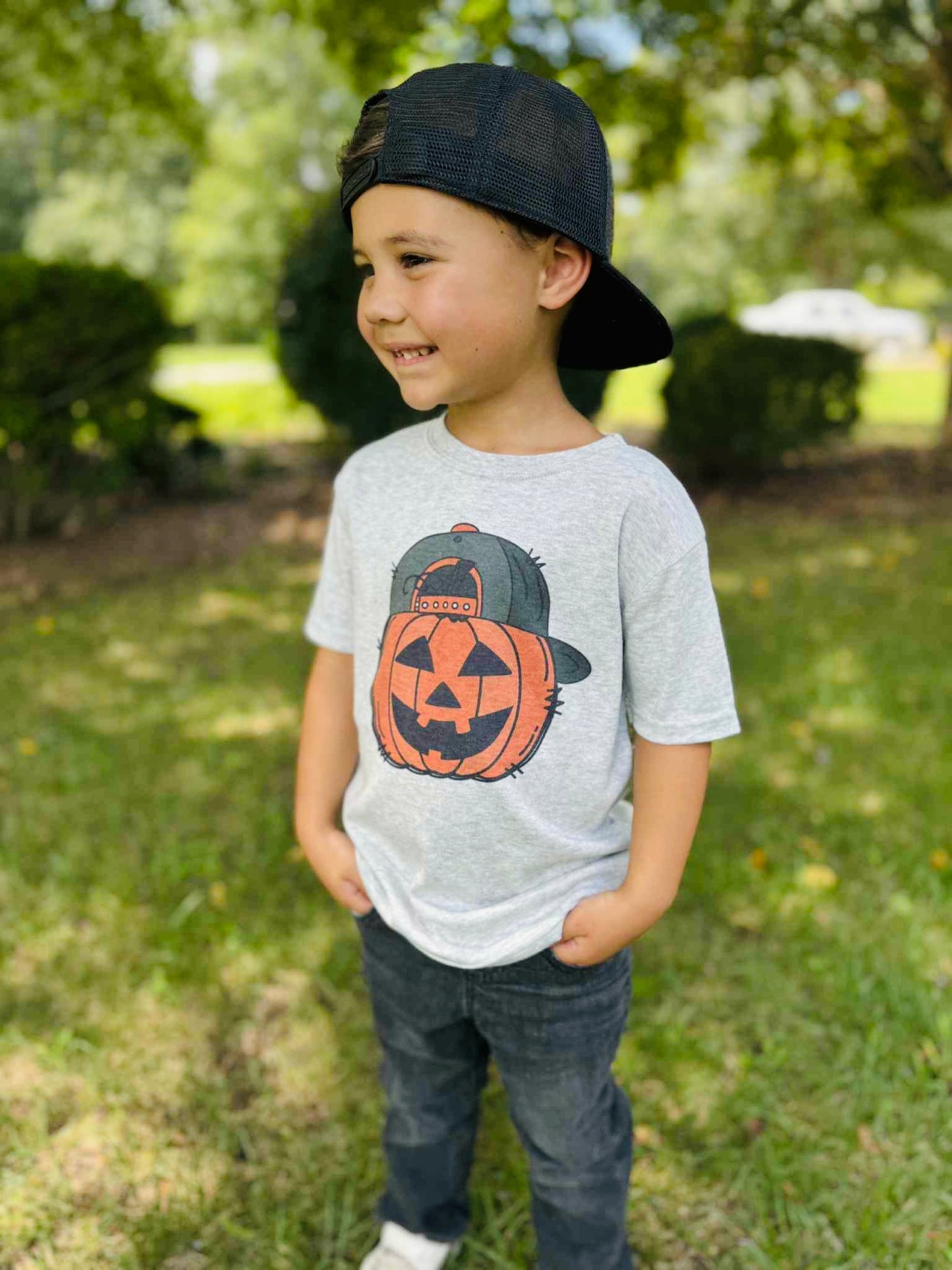 Pumpkin with Hat on Grey