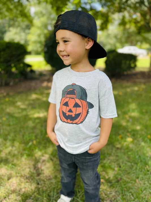 Pumpkin with Hat on Grey