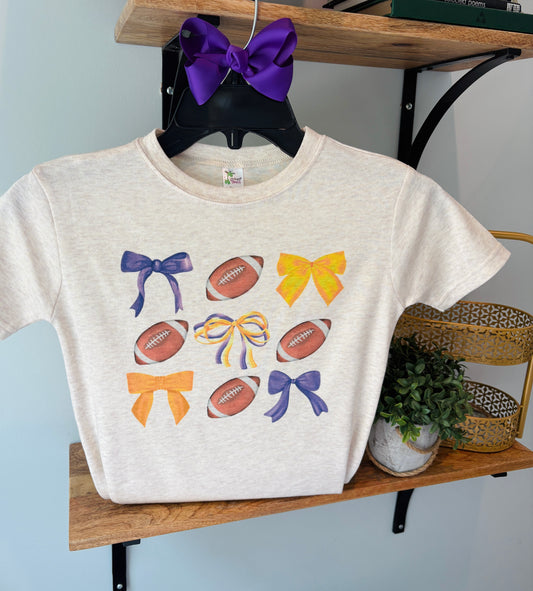 Purple and Yellow Bows Football Collage with or without Personalization