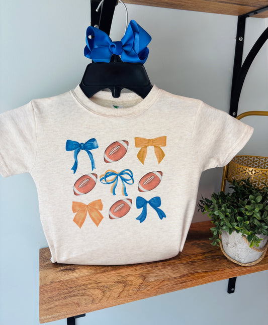 Royal Blue and Gold Bows Football Collage with or without Personalization