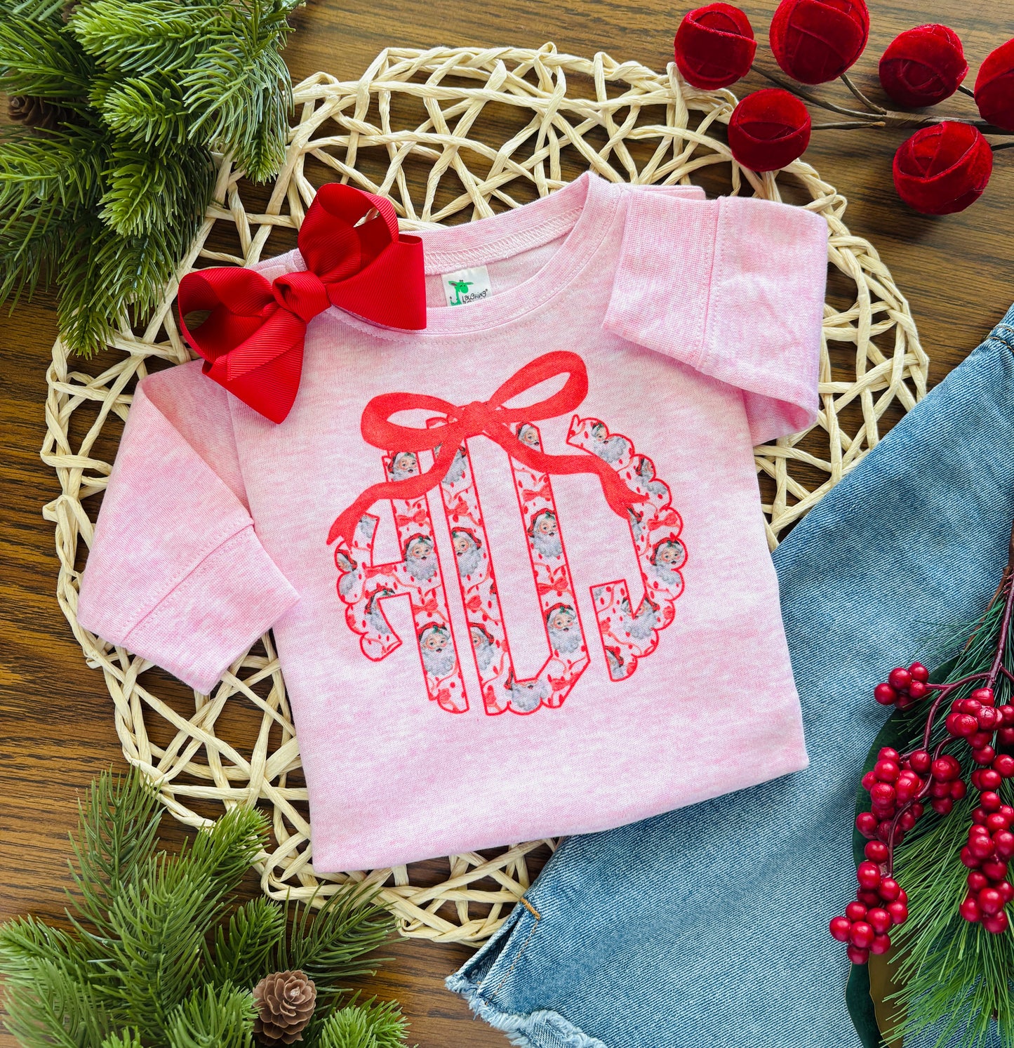 Santa Monogram on Pink