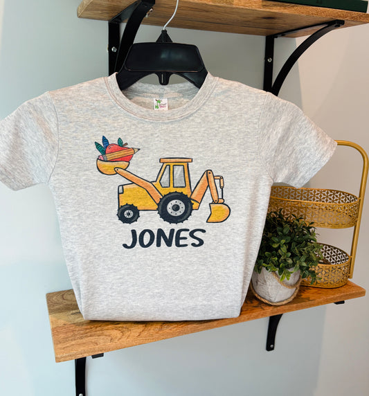 School Backhoe with or without Personalization on Grey