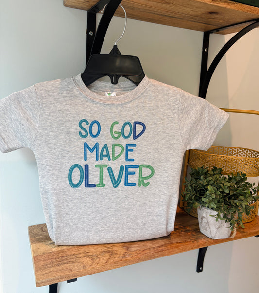So God Made...Custom Name Blues on Grey