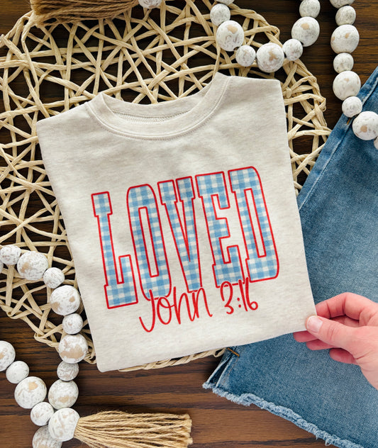 Gingham Loved John 3 16