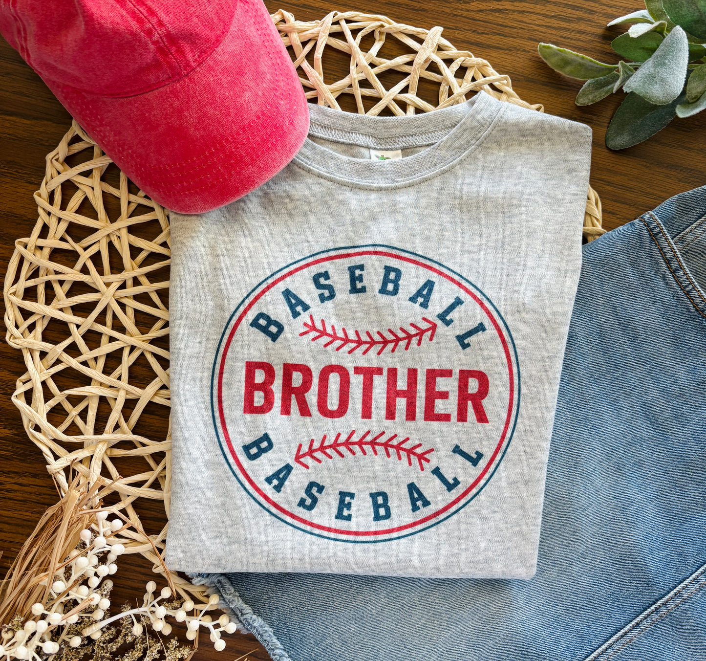 Baseball Brother on Grey