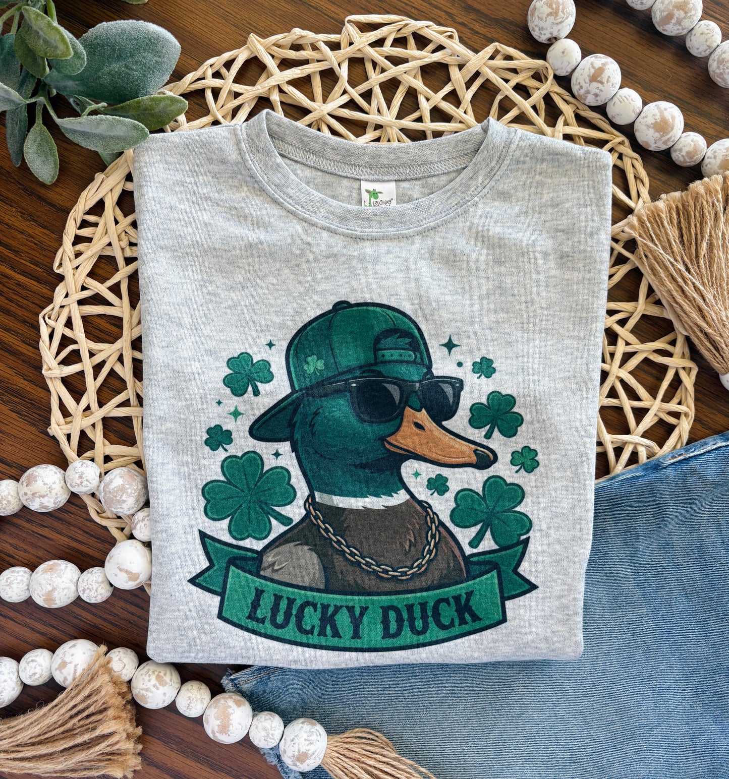 St Patricks Day Lucky Duck on grey