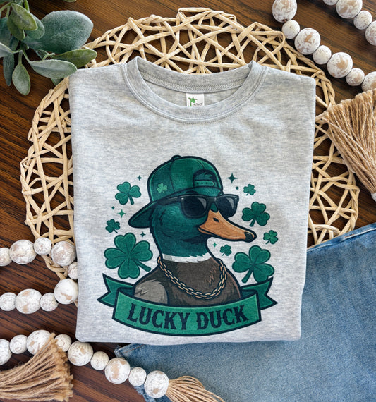 St Patricks Day Lucky Duck on grey
