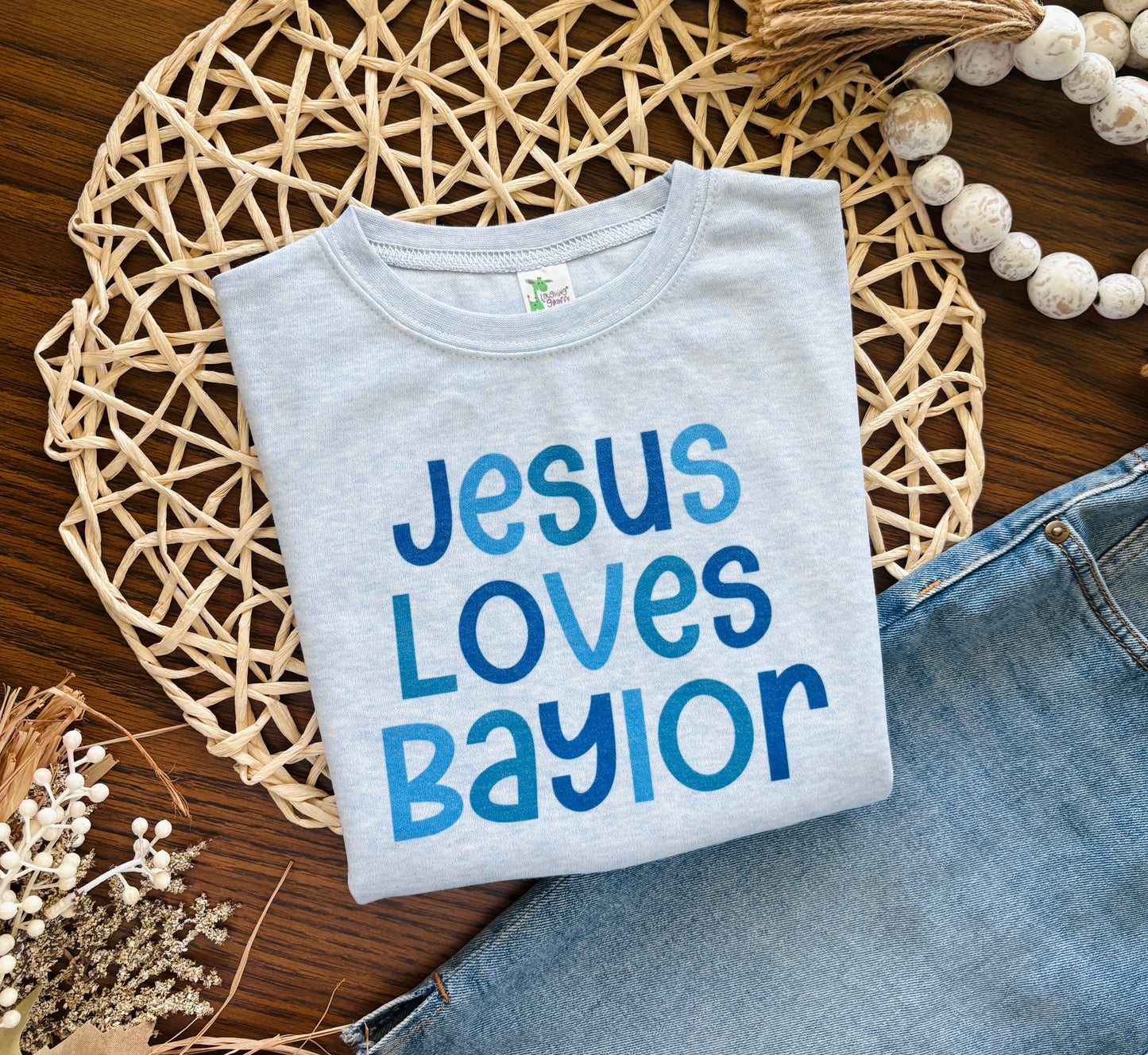 Jesus Loves Custom Name on Ice Blue