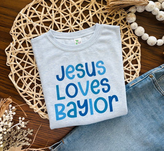 Jesus Loves Custom Name on Ice Blue