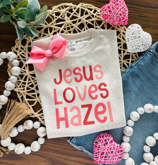 Jesus Loves Custom Name Pink