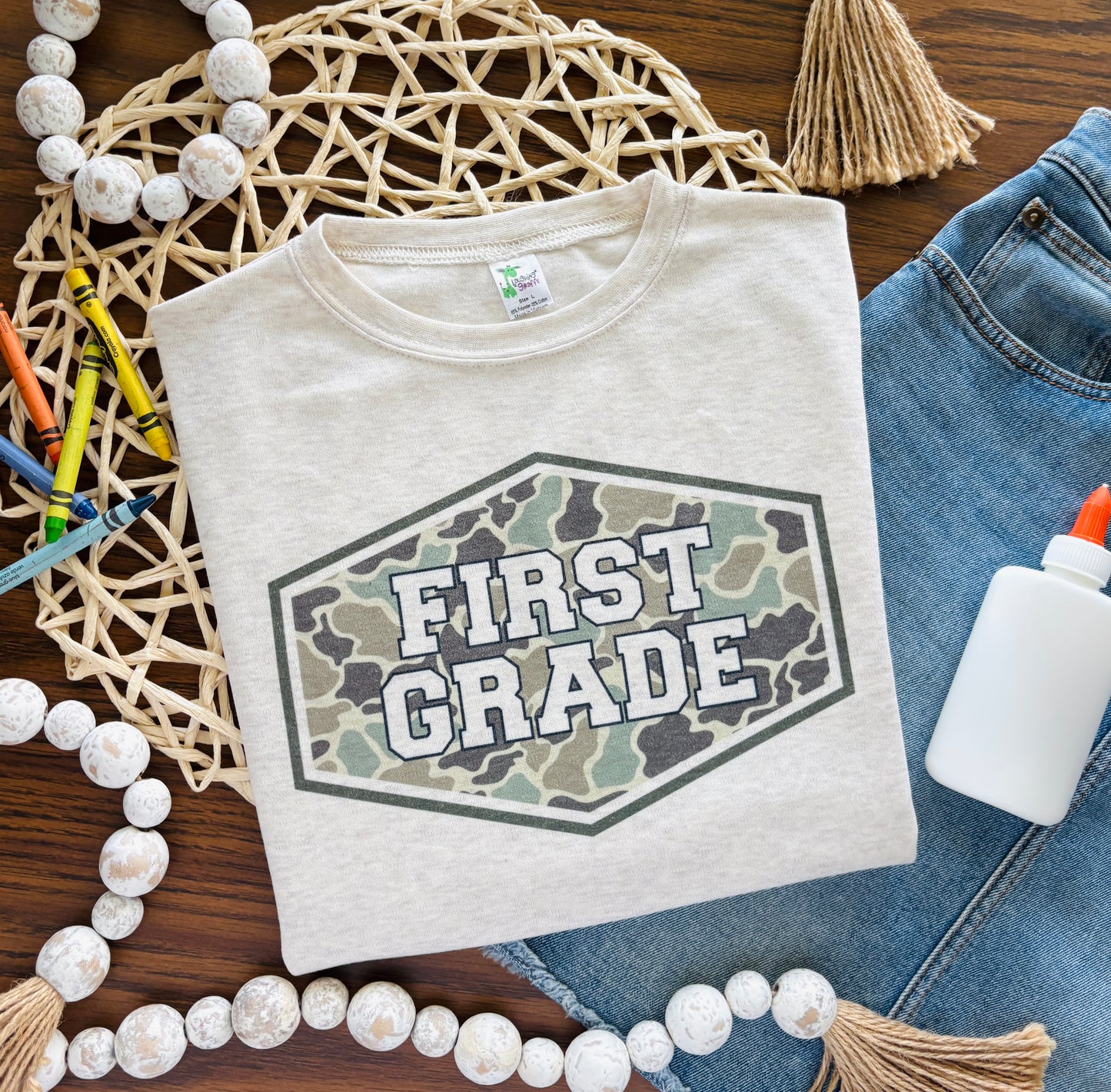 Camo School Grade, Pre-K, Kindergarten, First, Second, Third, Fourth