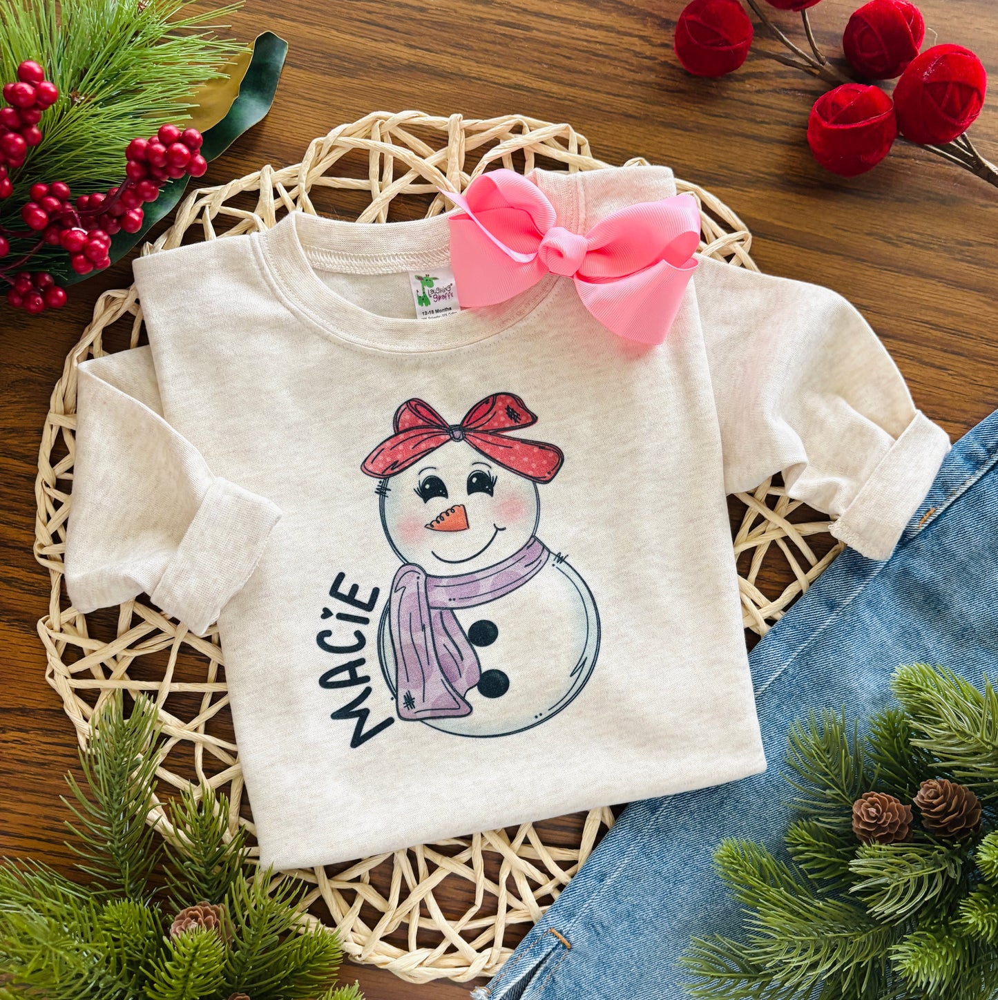 Girl Snowman with Bow