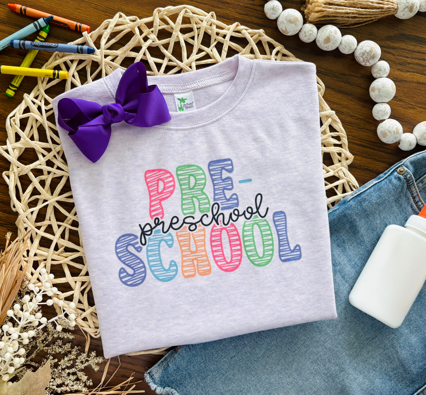 Sketch School Grade Girl Colors - Preschool, Kindergarten, 1st, 2nd, 3rd, 4th, 5th (wisteria)