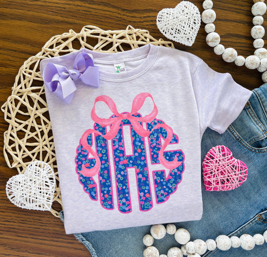 Floral Monogram on Wisteria